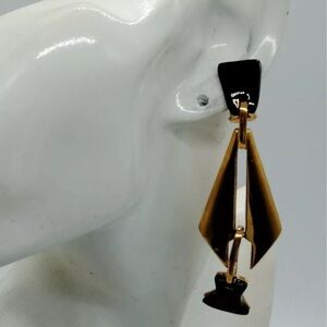 Authentic Etro Gold and Black Geometric Clip Earrings